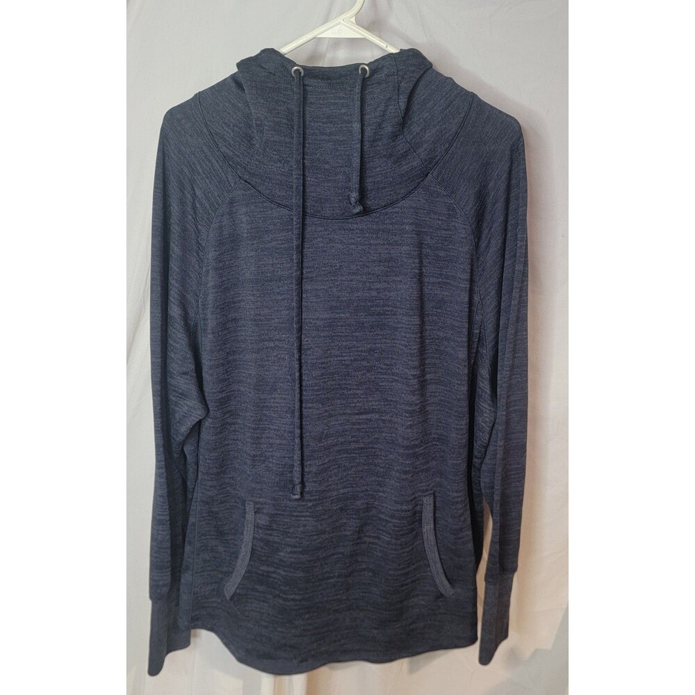 90 Degree by Reflex Womens Hoodie High Neck 3X Dark Blue Plus Size Front Pocket